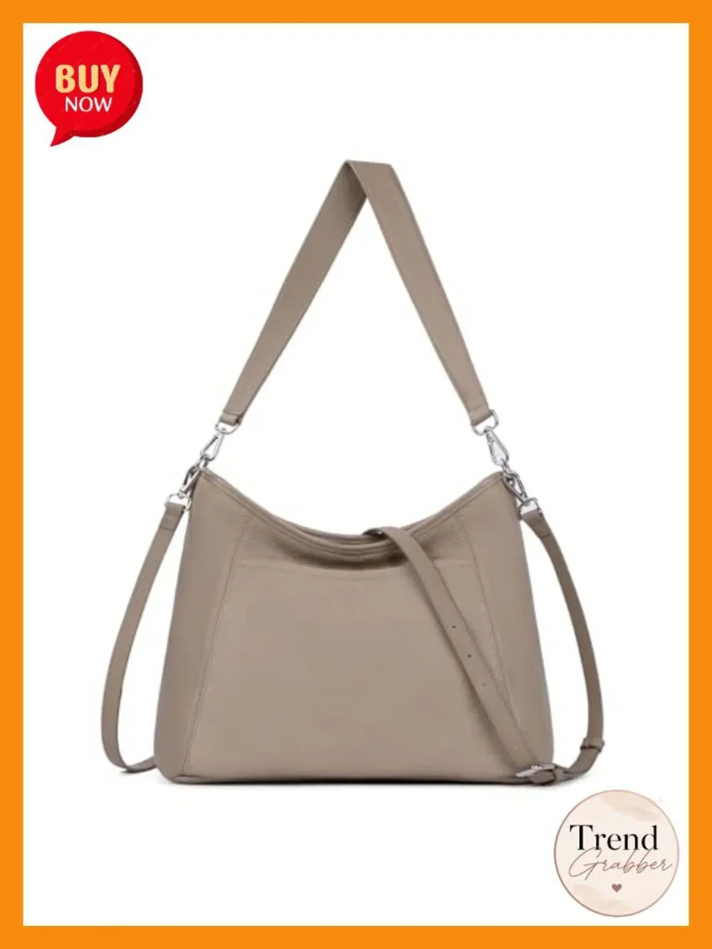 Genuine Leather Hobo Crossbody Purse with 2 Detachable Straps Large Women's